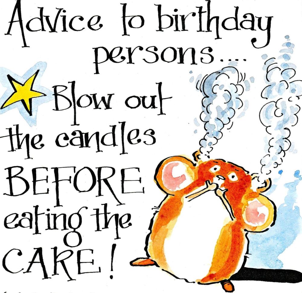 Hamster Birthday card with hamster with smoky ears after eating Birthday ca