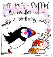 <!00300>Puffin Birthday Card: Make A Birthday Wish