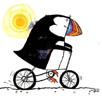 Puffin Gets On His Bike Birthday Card - Pedal into Fun