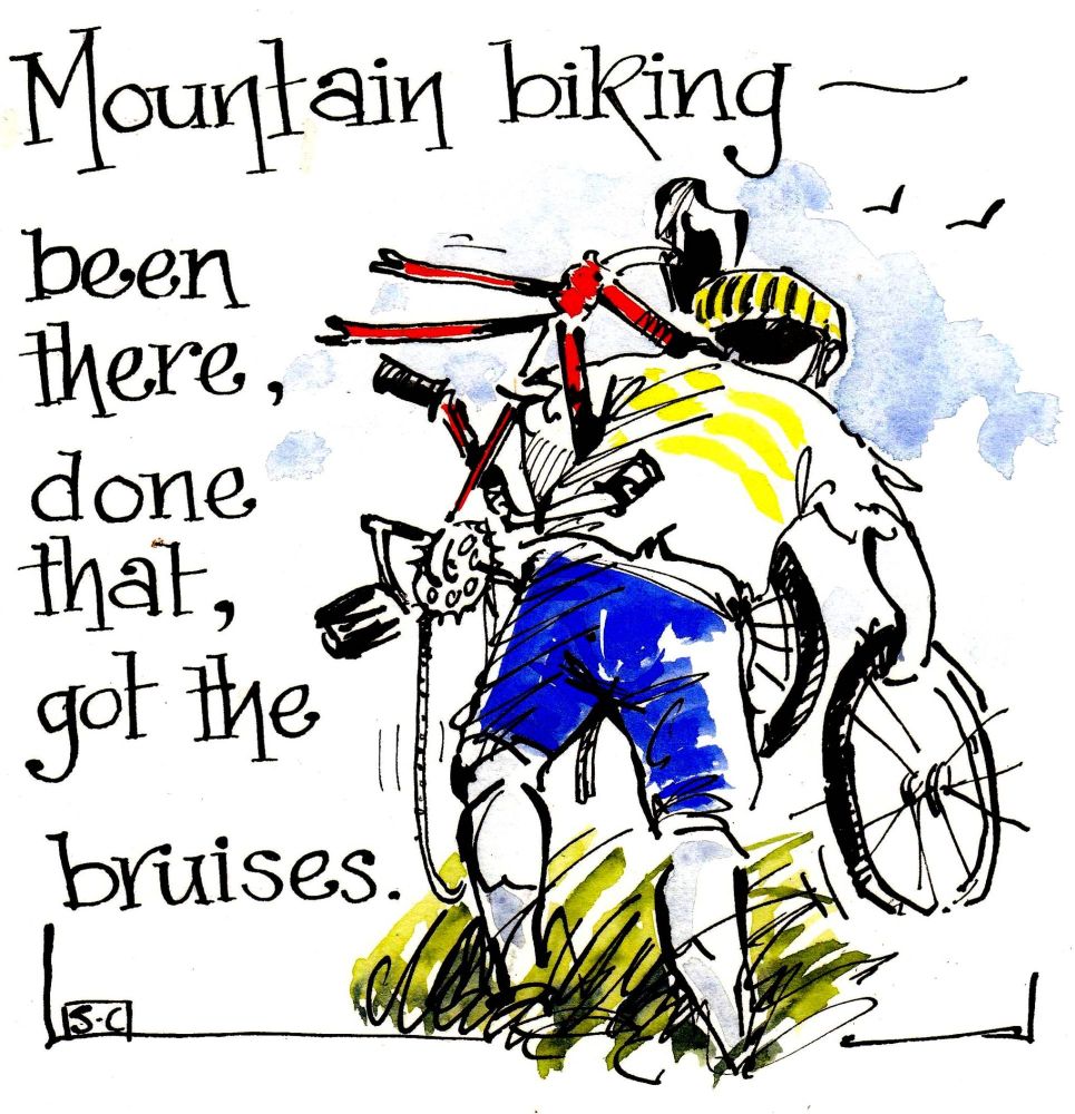 Mountain Biking - Been There Got The Bruises. A card for all occasions