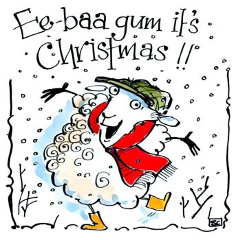 Funny Yorkshire Xmas Card -  Ee-Baa Gum It's Christmas!
