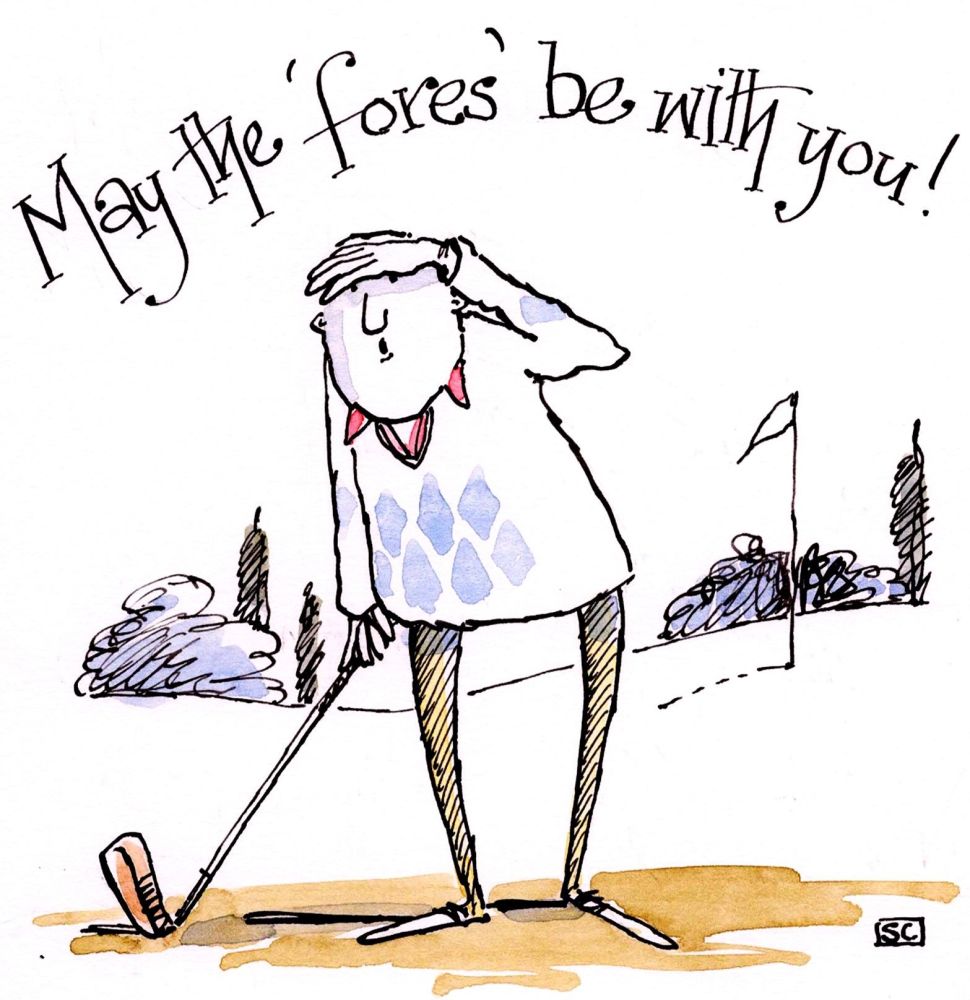 Funny Golf Birthday Card - May The 'Fores' Be With You
