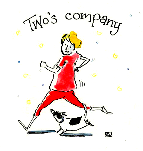<!00100>Two's Company ... A Birthday Card With Dog For Lady Runners