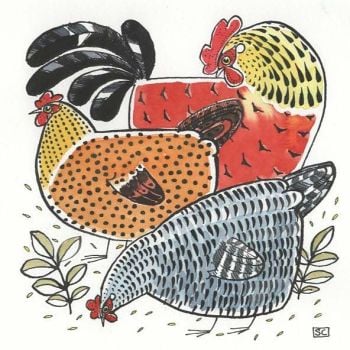 Poultry Perfection: A Versatile Card with Three Bright Chickens