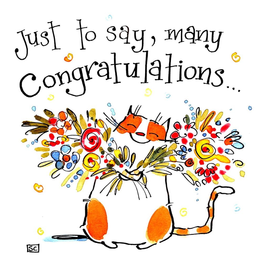 Cat  with flowers card - Just To Say Congratulations