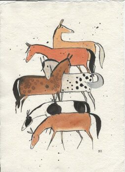 Horse Lovers Paradise  -  Original Art - Drawings with Colour