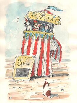 Punch & Judy ' Stage Struck' Original Ink & Watercolour Drawing
