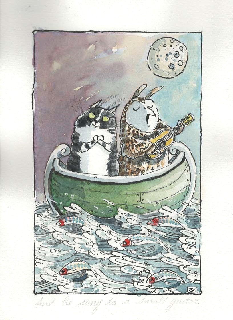 The Owl & The Pussy Cat - and he sang to a small guitar.Original ink & wate