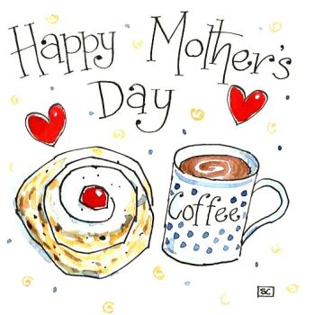 Happy Mother's Day Card - Coffee & Iced Bun