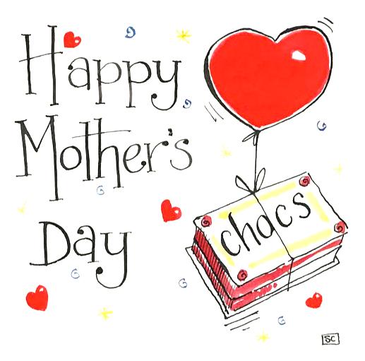  Happy Mother's Day Card - Chocolate & Heart Shaped balloon illustration