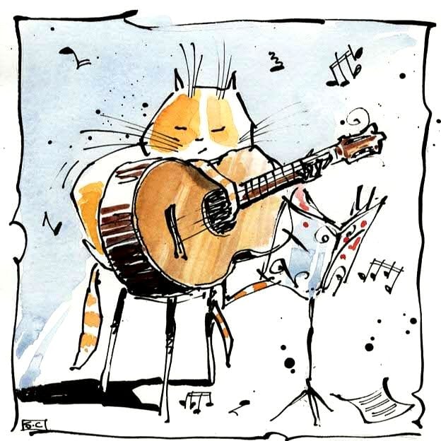 Cat Guitarist - Greeting Card For Guitar Player