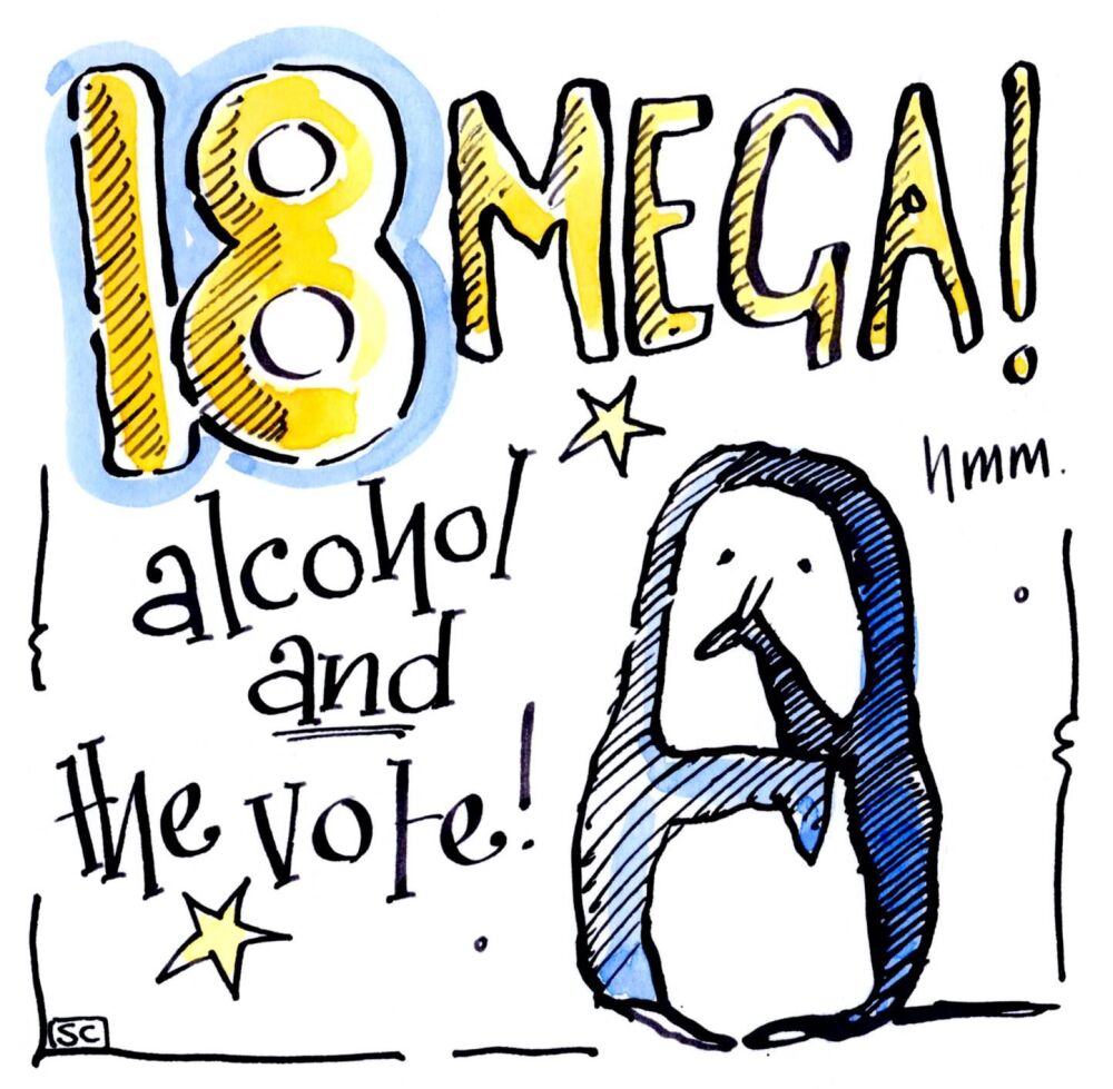 18th - Mega! Penguin 18th Birthday Card