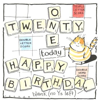 Scrabble Lover's 21st Birthday Card