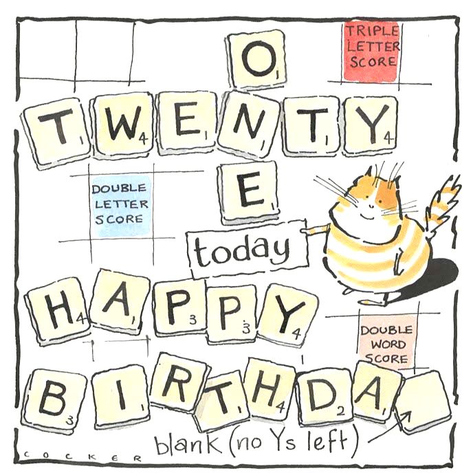 Scrabble Lover's 21st Birthday Card
