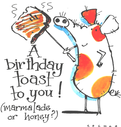 Pig with toasting fork 'A Birthday Card Toast For You!