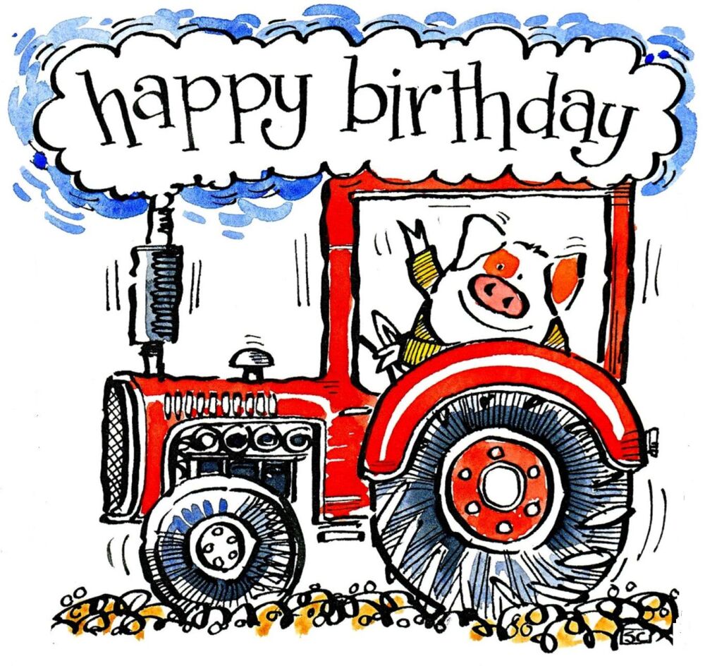 Funny Tractor Birthday Card for Kids and Adults