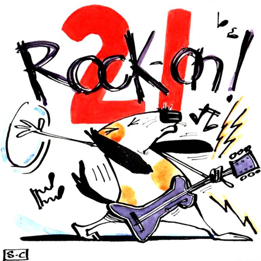21 Rock On Birthday Card Dog with Guitar