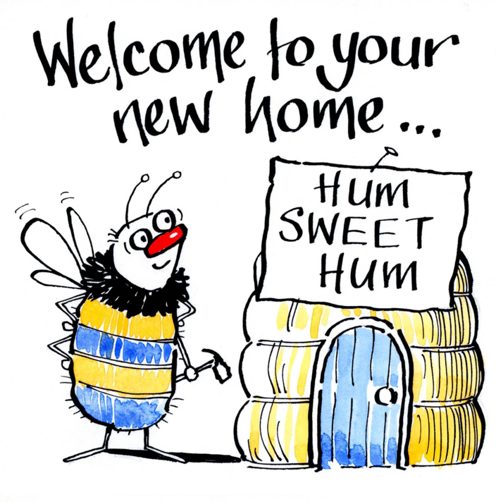 Welcome to Your New Home Card with Bee: Hum Sweet Hum