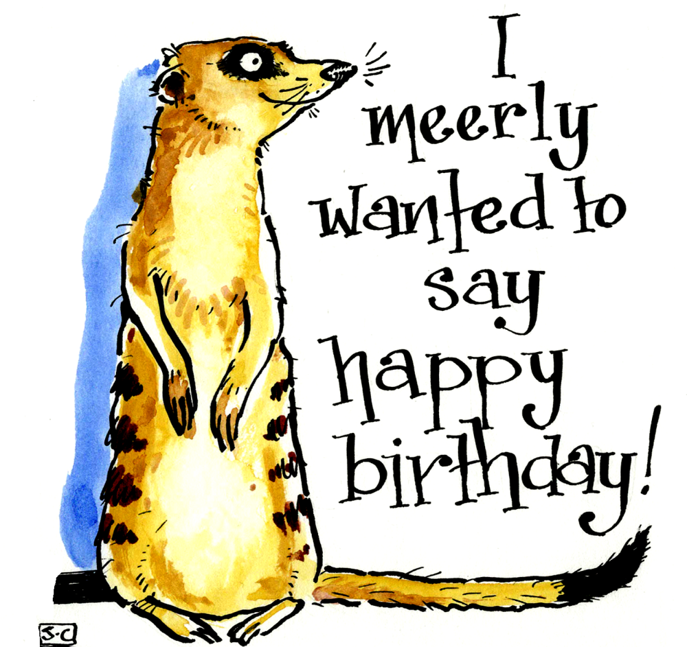 Meerkat Birthday Card -  I Meerly Wanted To Say Happy Birthday