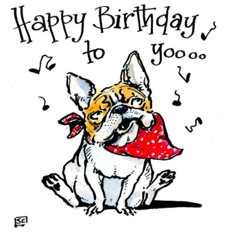  Bulldog Birthday Card - Happy Birthday