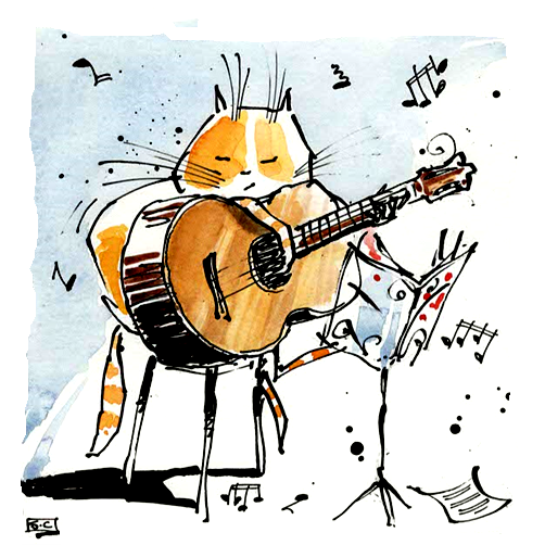 Cat Guitarist - Greeting Card For Guitar Player