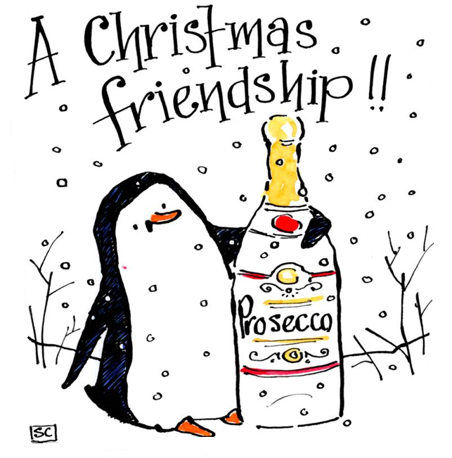 A Penguin Prosecco Christmas Card For Friends