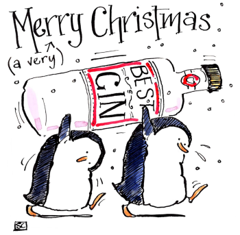  A Very Merry Penguin Christmas Card - With Added Gin