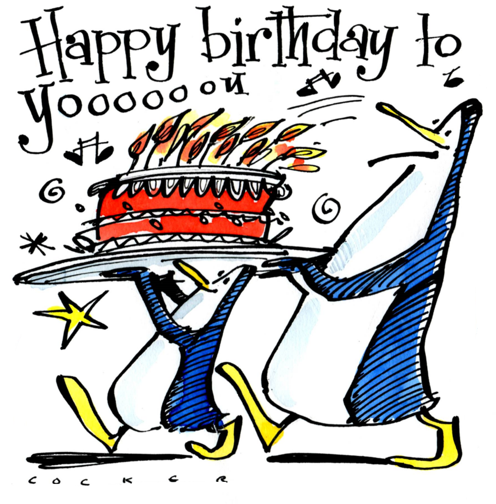 Birthday Card - Cake Delivery By Penguins