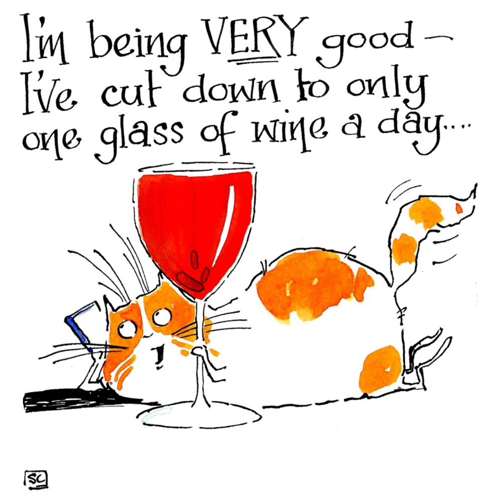 <!00100> One Glass Of Wine A Day Card a wine lover's card for all occasions