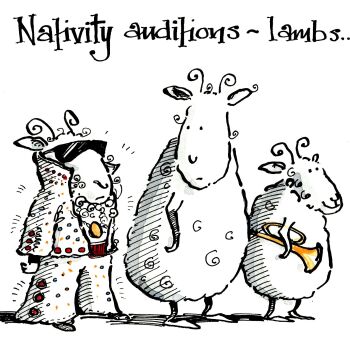 Nativity Christmas Card -  Lambs