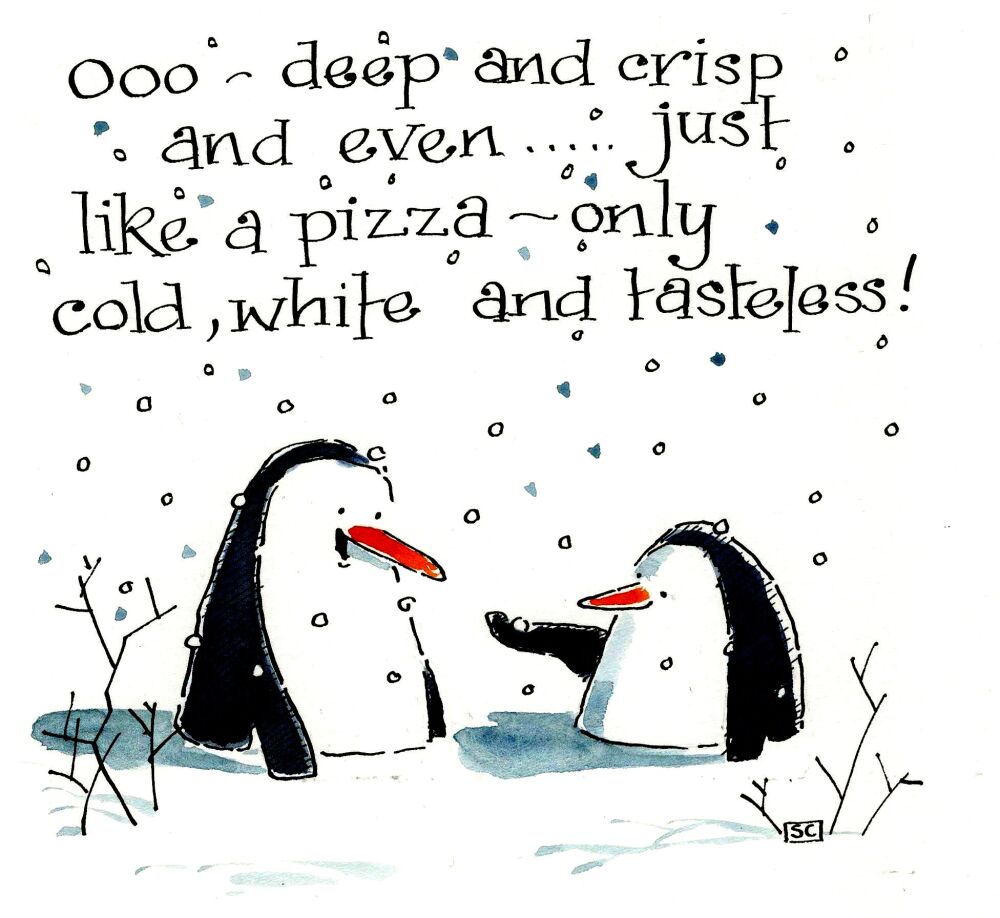Christmas Pizza - Penguin Card