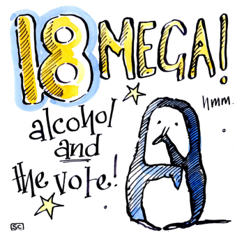 18th - Mega! Penguin 18th Birthday Card