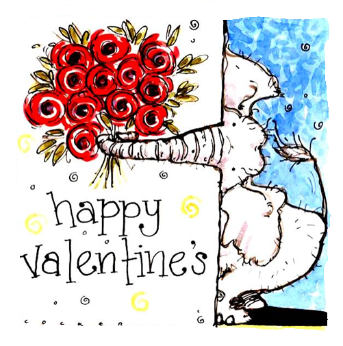 Valentines Day Card - Say It With Flowers (and an elephant)