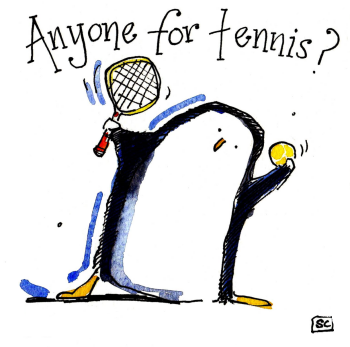 Anyone For Tennis? – A Smash Hit Funny Penguin Card