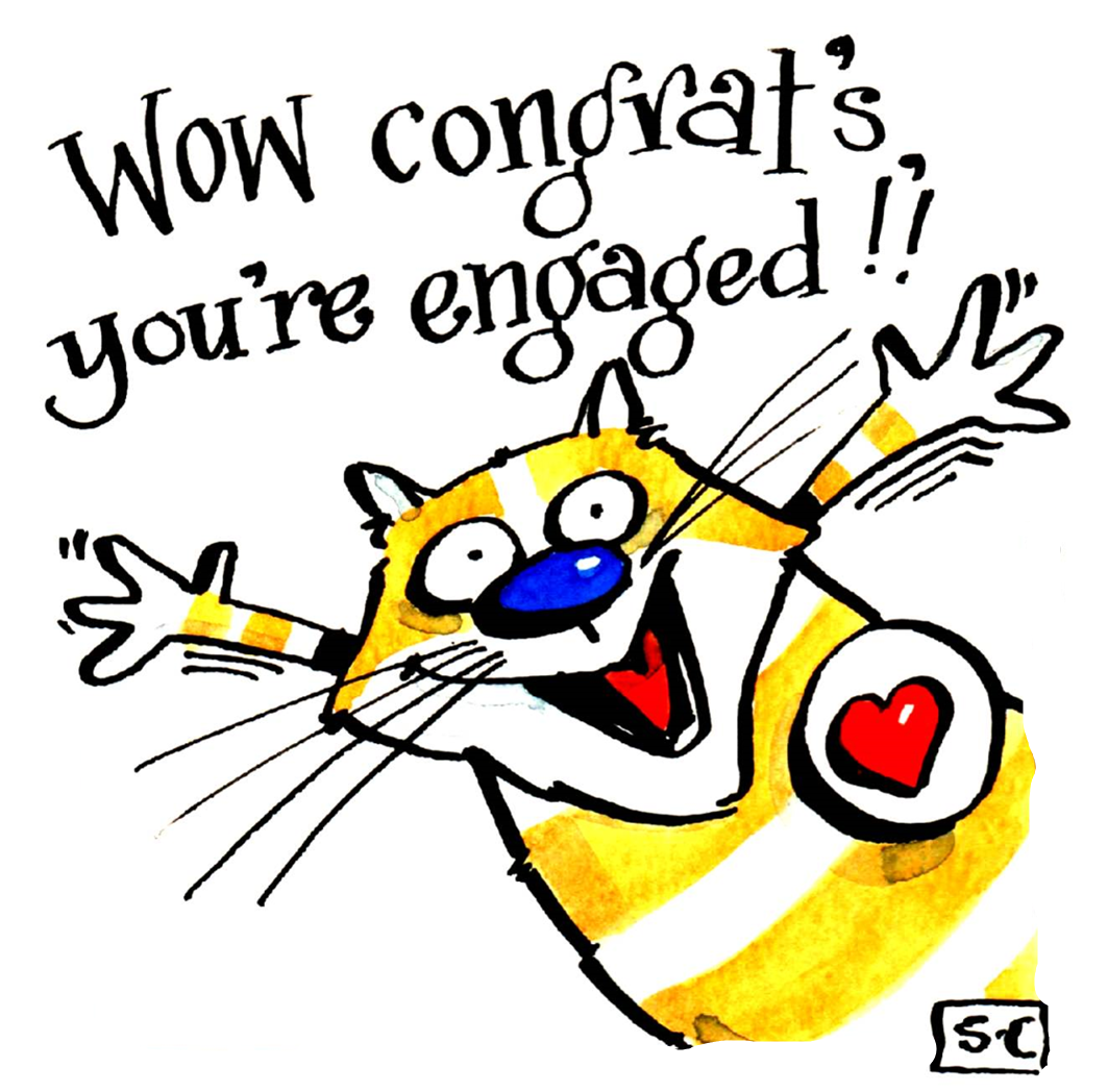 Engaged - Wow - Cat Engagement Card