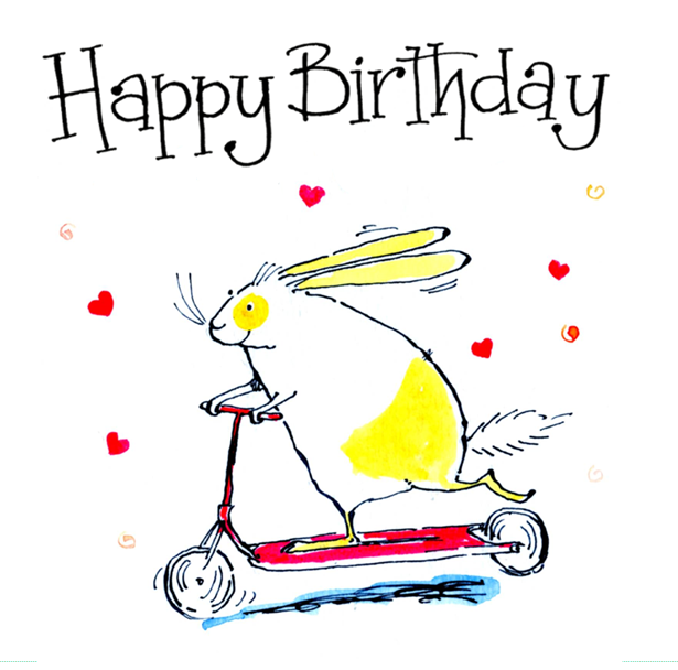 Happy Birthday! Funny Rabbit Scooter Card