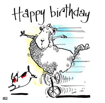 Ewenicycle Birthday Card - A Birthday Balancing Act