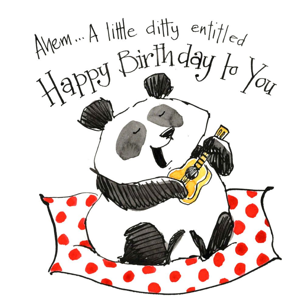 Panda with Ukulele Birthday Card