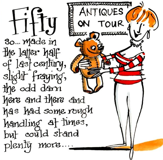 Lovely 50th Birthday Card for the ladies - 50 Antiques On Tour