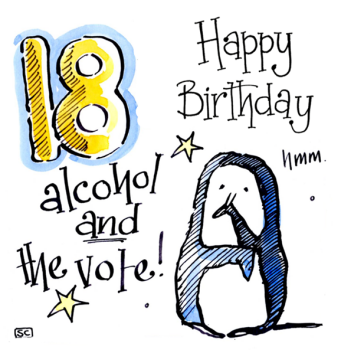 Cool 18th Card – Funny Penguin 18th Birthday Card for Teens & Young Adults