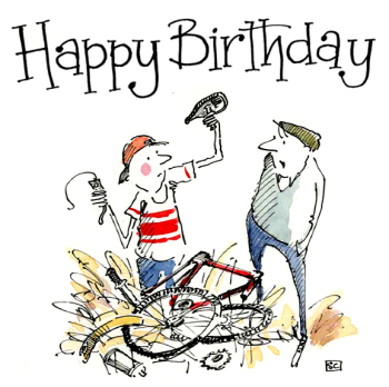 "Funny Cycling Birthday Card – Bike Fix Gone Wrong!"