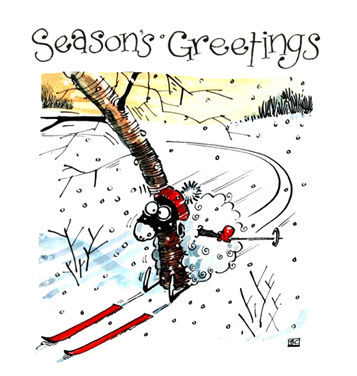 Skiing Penguins Christmas Card – Funny Festive Fun on the Slopes!