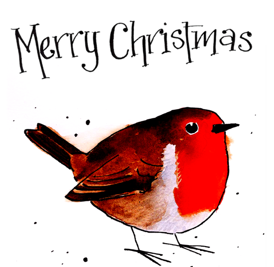 Merry Christmas Robin Card – Stylish & Artistic Festive Bird Design