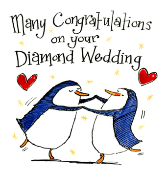  60th Diamond Wedding Anniversary Card – Dancing Penguins