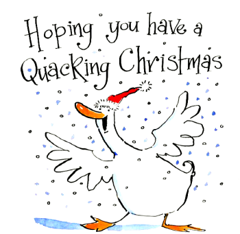 Funny Duck Christmas Card – Quacking Xmas – Santa Hat Xmas Card