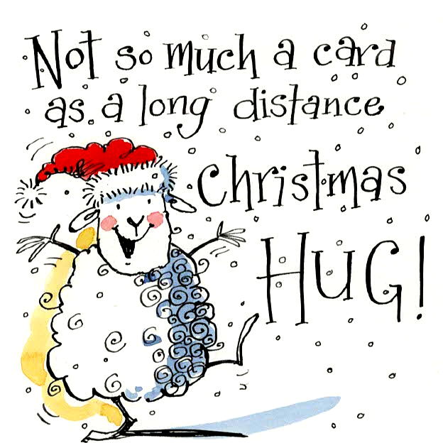 Long Distance Christmas Hug Sheep Card – Fun Festive Greeting for Friends &
