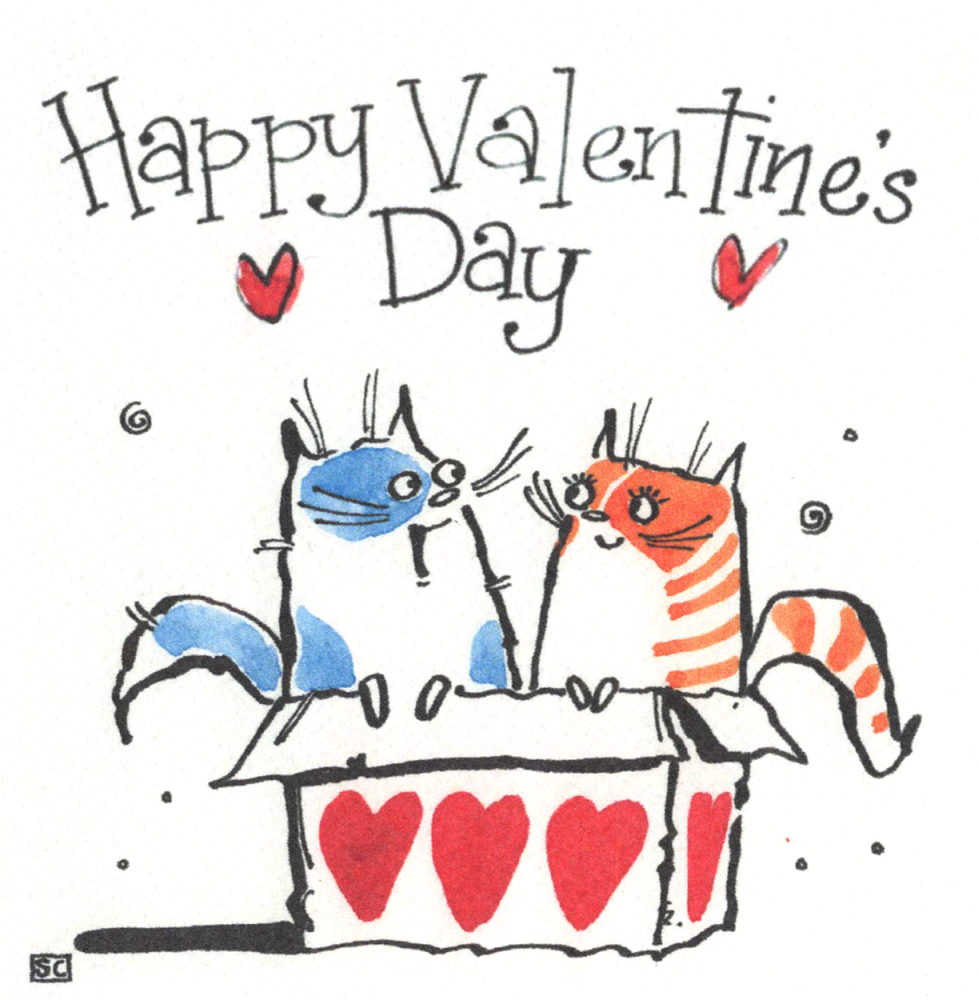<!00100> Funny Cat Valentine’s Day Card – Cute & Playful Design