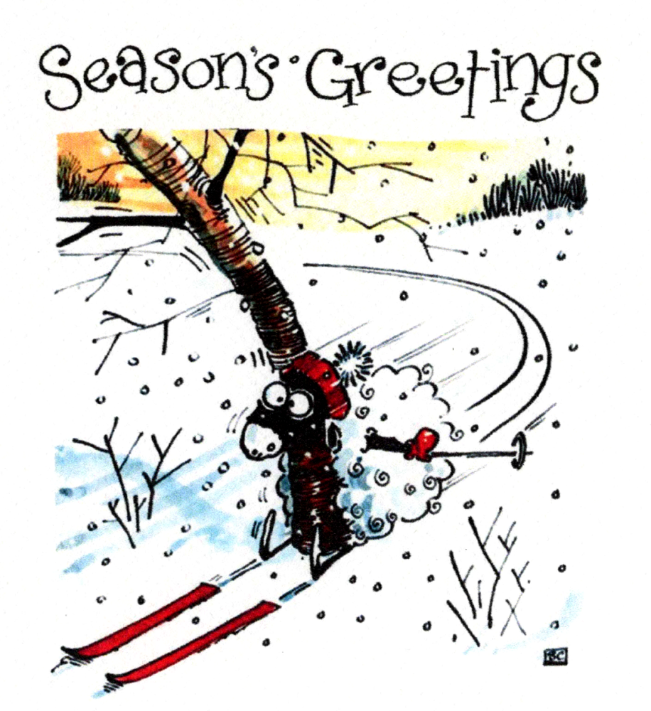 Skiing Penguins Christmas Card – Funny Festive Fun on the Slopes!