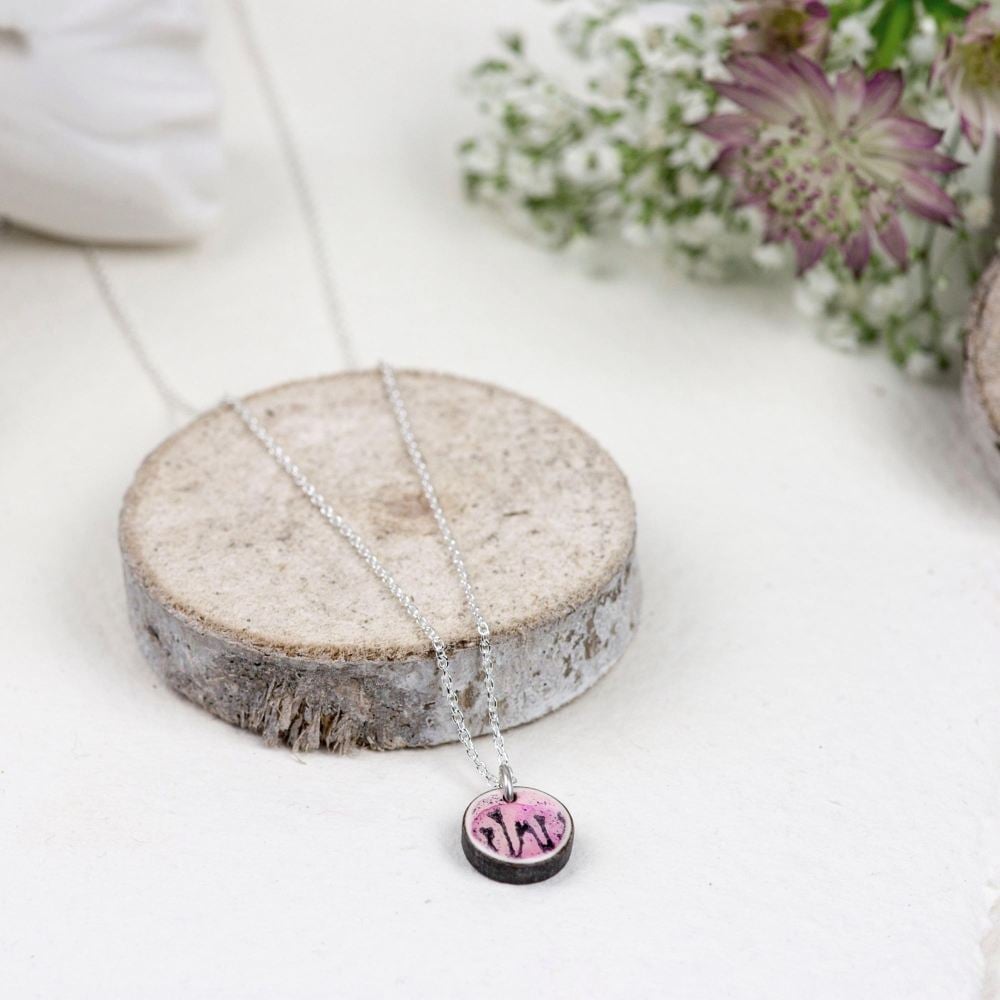 Blush pink mini circle pendant necklace