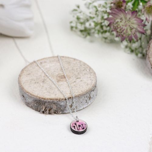 Blush pink mini circle pendant necklace